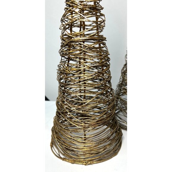 Set Of 3 Gold Wire Christmas Tree Decorations - Picture 3 of 6